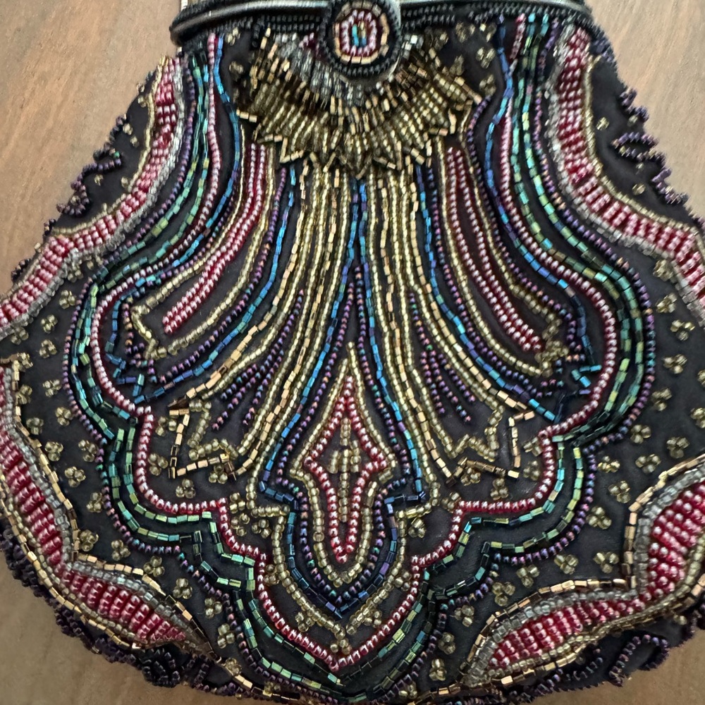 Beaded Evening Clutch with Multicolor Design